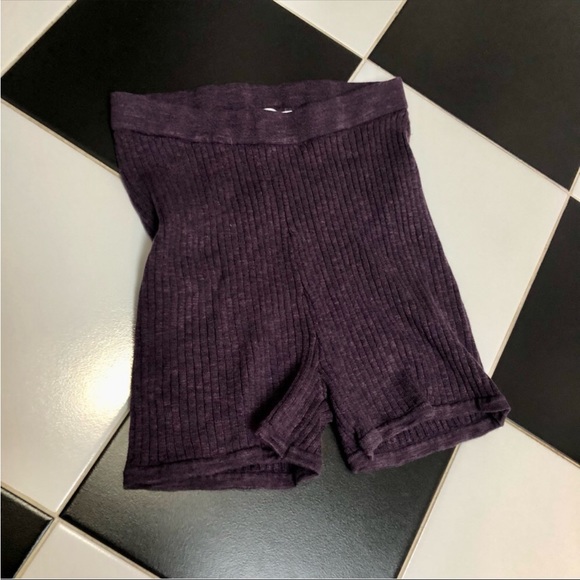 Free People Pants - Free People FP Beach Ribbed sweater shorts high waisted purple stone wash sz M